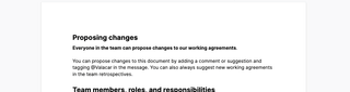 Proposing changes section of a working agreement in Google Docs