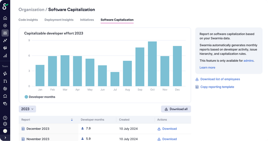 Get reliable data for software cost capitalization reporting.